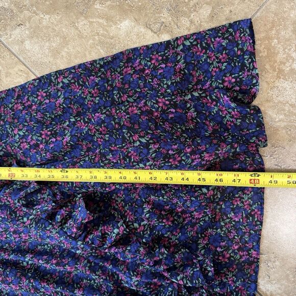 Lulus Evalina Midi Dress Womens Large Navy Blue Floral Smocked Ruffles Flowy - Picture 15 of 15